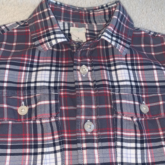 Crewcuts 8 Gray Navy & Red Button Down Shirt EUC - Picture 8 of 8